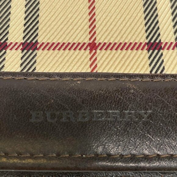 Burberry - Beige Dark Brown Multi Nylon Leather Coin Case - Picture 3 of 5